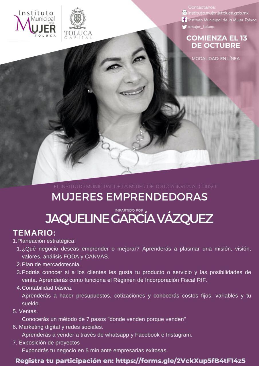 Impartirá Toluca Curso Gratuito En Línea Mujeres Emprendedoras Diario Xponencial Mx 6454